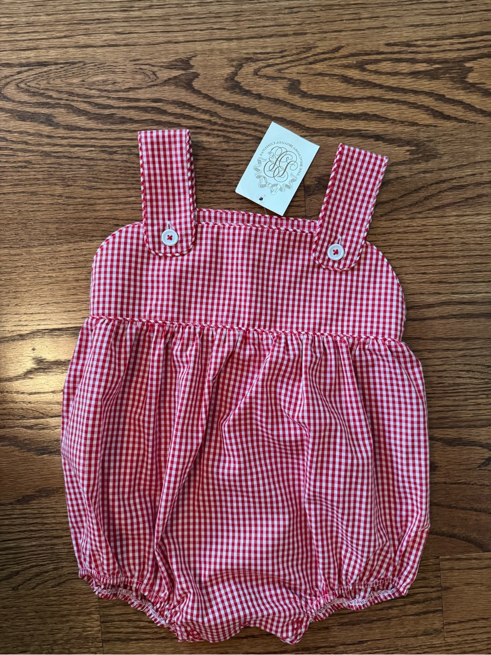 NWT The Beaufort Bonnet Company Red Gingham Baby Bubble Romper
